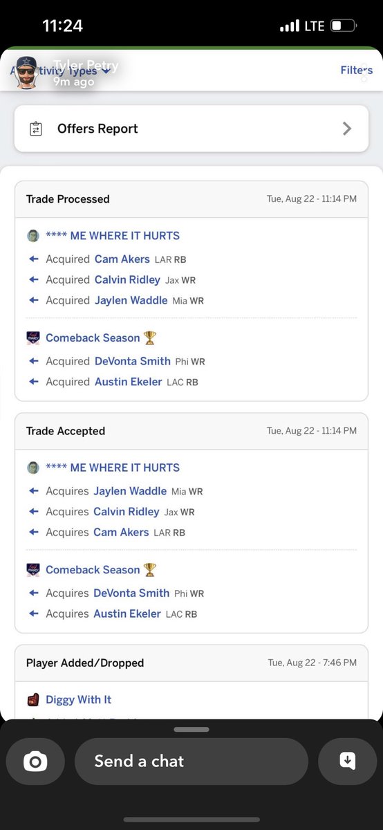 mattisaacs33's tweet photo. What’s your opinion on this trade ? Horrible trade or good ?  -#FantasyFootball https://t.co/h3TIjHE64y