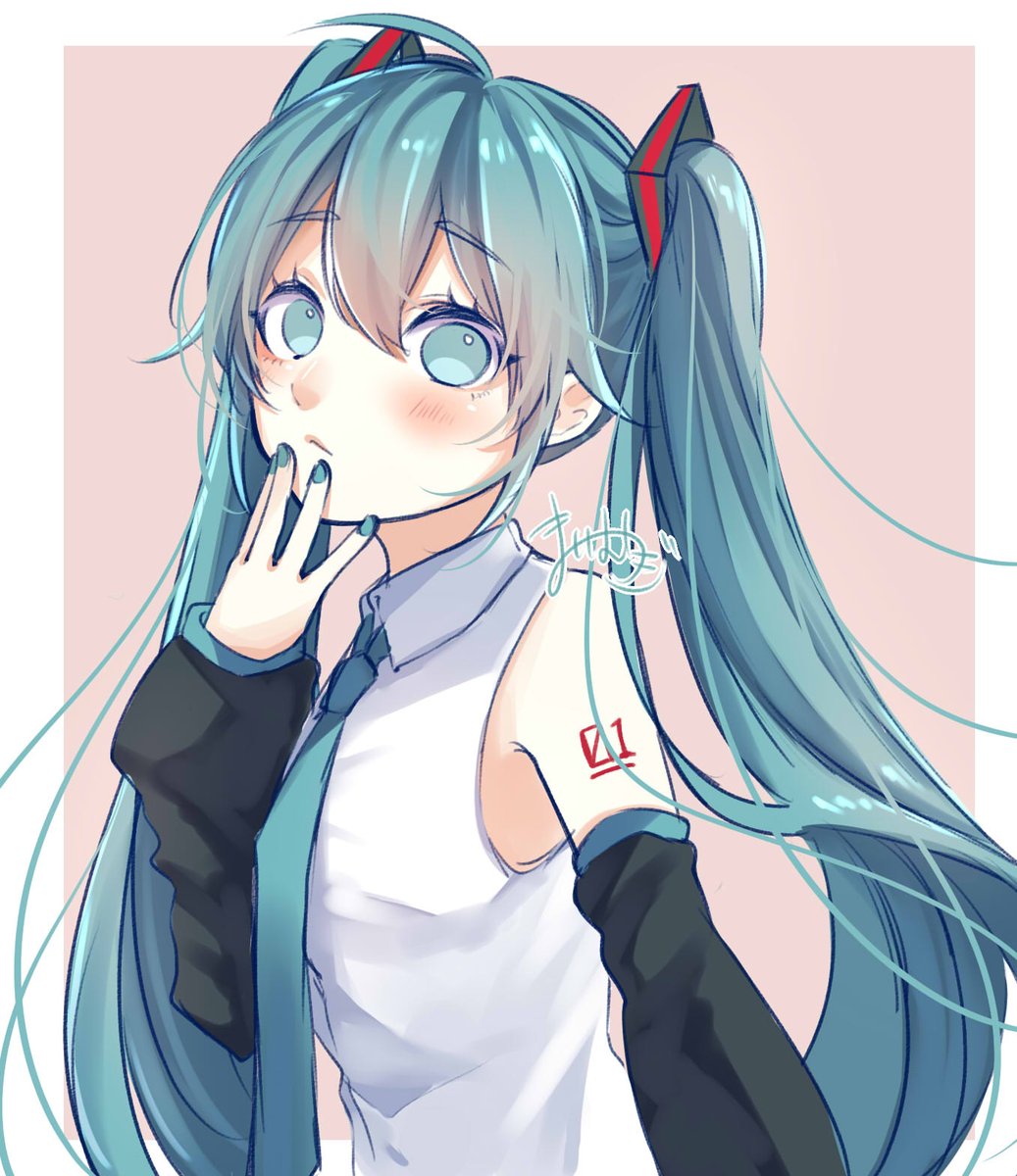 hatsune miku 1girl solo long hair twintails necktie detached sleeves shirt  illustration images