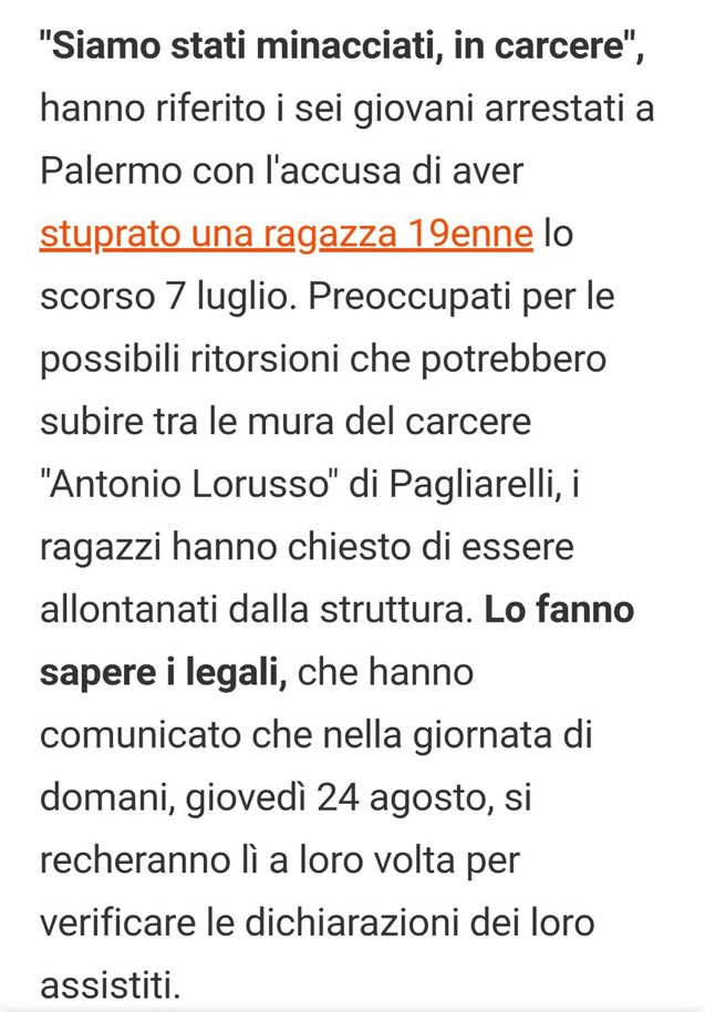 “ i ragazzi sono stati minacciati in carcere e chiedono di essere allontanati dalla struttura”

NO LORO DEVONO RESTARE IN QUEL CARCERE E SOFFRIRE