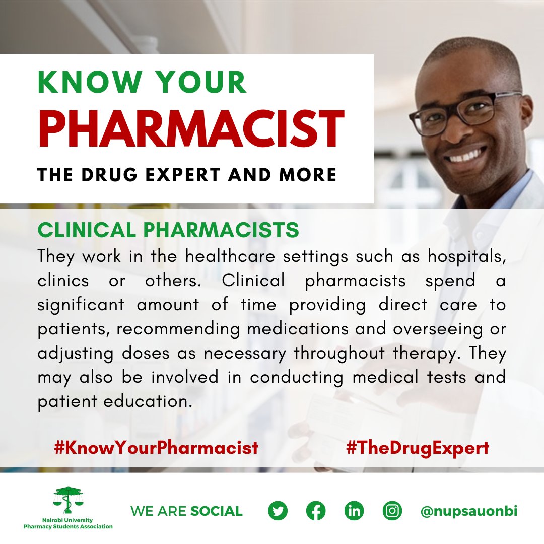 🤩Meet the clinical pharmacists!🏥 Behind every effective treatment plan, there's a clinical pharmacist working alongside doctors, nurses, and patients to optimize treatments, prevent adverse effects, and tailor therapies to individual needs.🌟
#KnowYourPharmacist #ClinicalExpert
