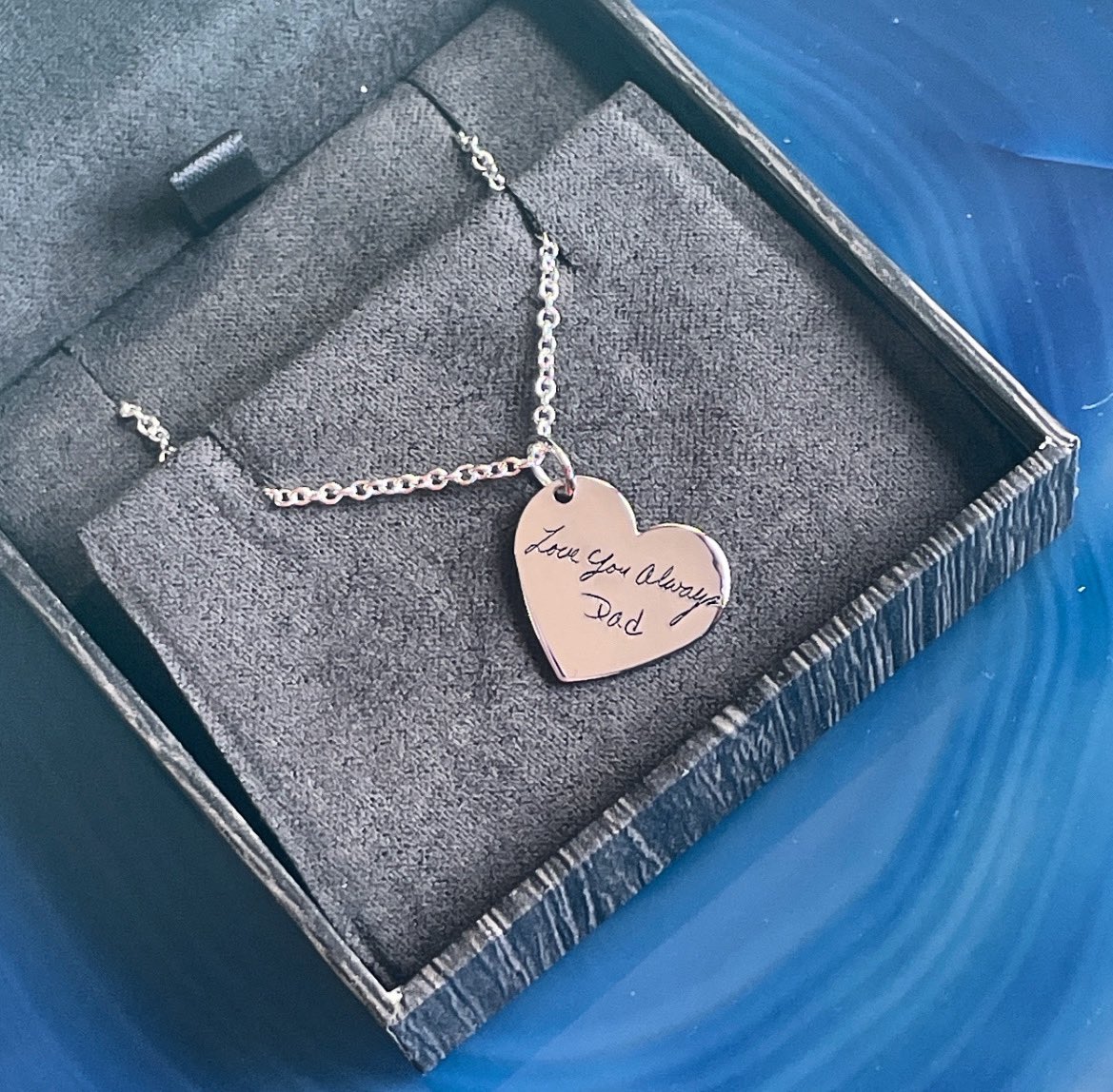 Introducing our new Autograph collection. Personalized handwriting jewelry in sterling silver or white, yellow or rose gold. Available in many styles of necklaces, rings and more. Fingerprint can also be engraved. #JHDautograph #PersonalizedJewelry