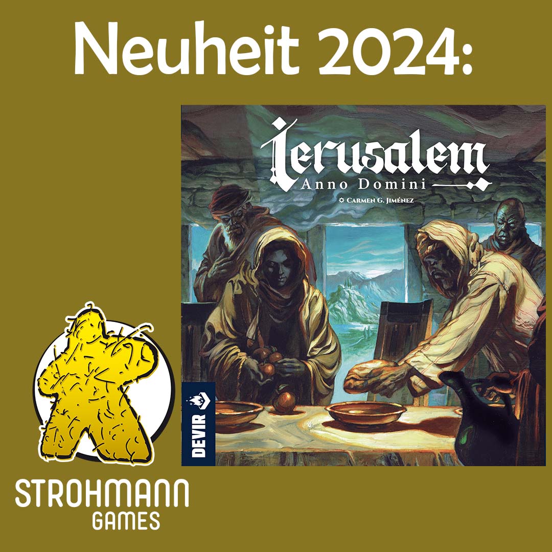 Noch sind nicht alle Neuheiten für 2023 erschienen, aber wir freuen uns auf die erste Neuheit für 2024: 'Ierusalem: Anno Domini' wird bei uns auf Deutsch erscheinen. Einen VÖ-Termin haben wir noch nicht, visieren aber Ostern 24 an. #strohmanngames #devirgames #ierusalemannodomini