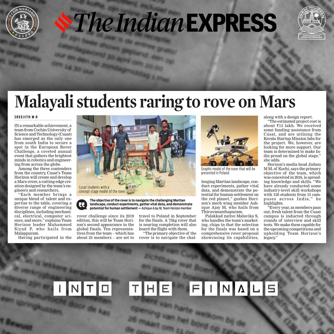horizoncusat's tweet photo. Team Horizon bringing laurels to Cochin University🚀

#21 worldwide
#3 India

European Rover Challenge'23👨‍🚀
.
.
.
.
.
#space #mars #marsrover #cusat #erc https://t.co/ujcgBY5Xka
