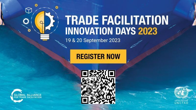 ▶️ Join us for the 2023 edition of the Trade Facilitation Innovation Days.

On the agenda:
⛓️ Reinventing supply chains
💻 Advancing e-commerce
♻️ Accelerating green trade...and more!

🗓️ 19- 20 September 2023 
📍 Virtual

See full agenda: shorturl.at/ehp45
Register now 👇
