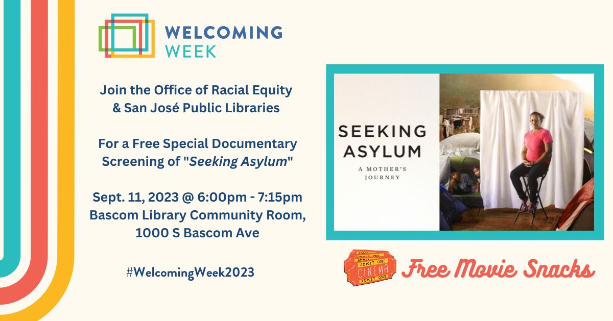 SJRacialEquity (@sjracialequity) on Twitter photo Save the date & kick off #WelcomingWeek2023 w/ <a href="/sanjoselibrary/">San Jose Public Library</a>!
SEEKING ASYLUM is a documentary that shows the journey of a mother, the challenges asylum seekers face & why asylum is an integral part of the American Dream we can't lose.
Register here: forms.office.com/pages/response… Save the date & kick off #WelcomingWeek2023 w/ <a href="/sanjoselibrary/">San Jose Public Library</a>!
SEEKING ASYLUM is a documentary that shows the journey of a mother, the challenges asylum seekers face & why asylum is an integral part of the American Dream we can't lose.
Register here: forms.office.com/pages/response…