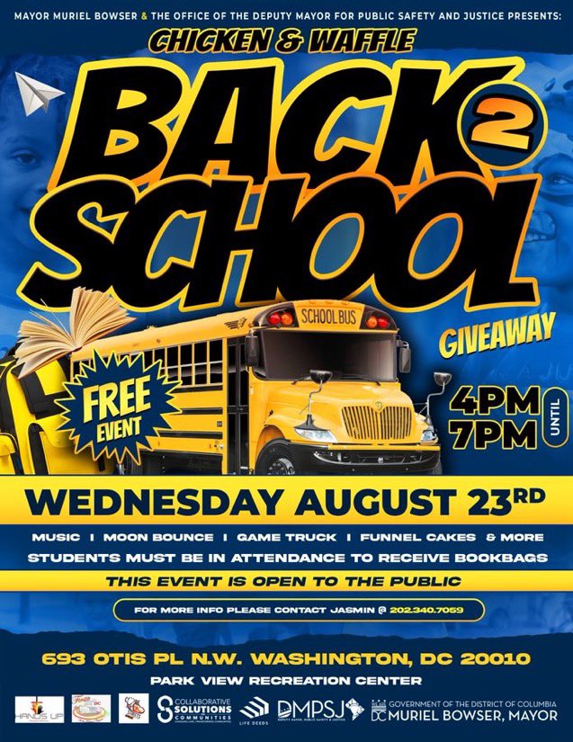 Join us today for a Back 2 School event with Chicken &amp; Waffles! 😋

📆 TODAY!
🕑 4-7 PM 
📍 Park View Recreation Center 

We're working to make sure students have everything they need for a successful school year. We hope to see you there! 👏