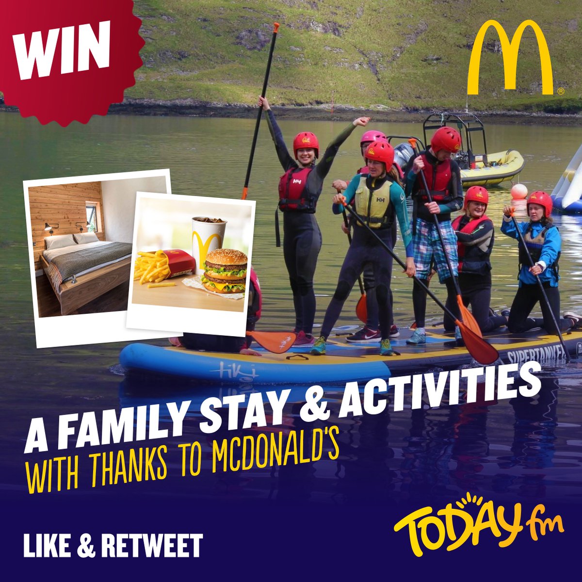 🙌 COMPETITION TIME 🙌

Need a trip away? We’re giving away this incredible prize with thanks to <a href="/McDonaldsIRL/">McDonald's Ireland</a> 💛

🏨 A hotel stay for a family
🍳 Breakfast
🚴‍♀️ Family activity

Then you can top off your day off with a visit to McDonalds!

👍 Like
🔁 Retweet

T&amp;Cs apply