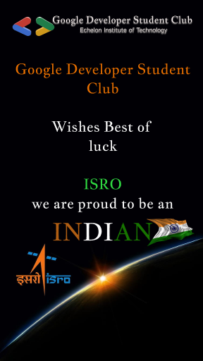 GDSCEchelon's tweet photo. GDSC<>
Proudest moment for every indian🇮🇳
<>congratulations <>
#ISROMissions 
#ISRO 
#isroindia 
#isrochandrayaan3mission 
#ISROIsTheBestSpaceAgencyInTheWorld https://t.co/dVn2dOqzfi
