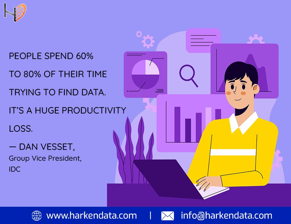 Harkendata's tweet photo. “People spend 60% to 80% of their time trying to find data. It’s a huge productivity loss.” — Dan Vesset, group vice president, IDC
#data #dataandanalytics #dataanalytics #dataanalysis #finddata #productivity #productivityloss #danvesset #idc #harkendata https://t.co/LYtKHfMoWg