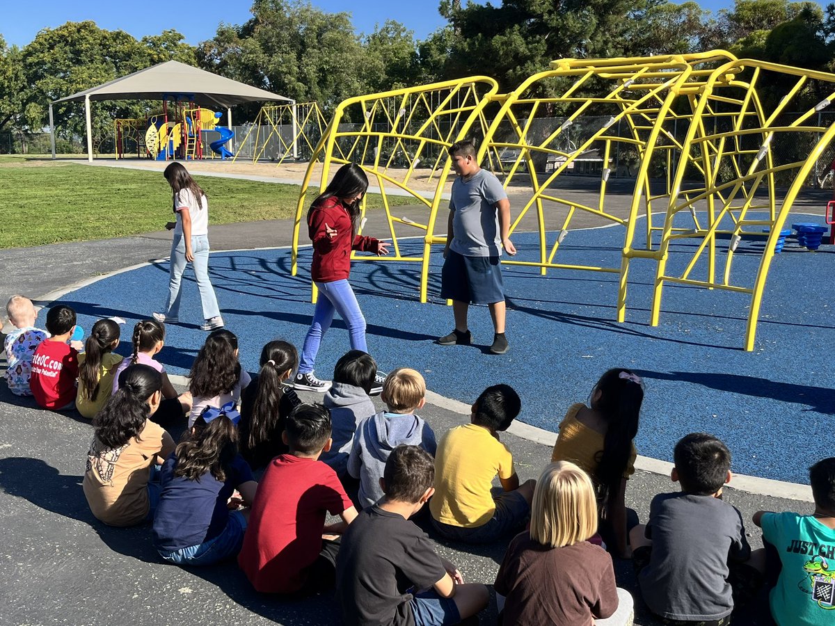 5th and 6th grade teaching our younger students the PBIS expectations for all locations on campus.  Love seeing them be leaders,