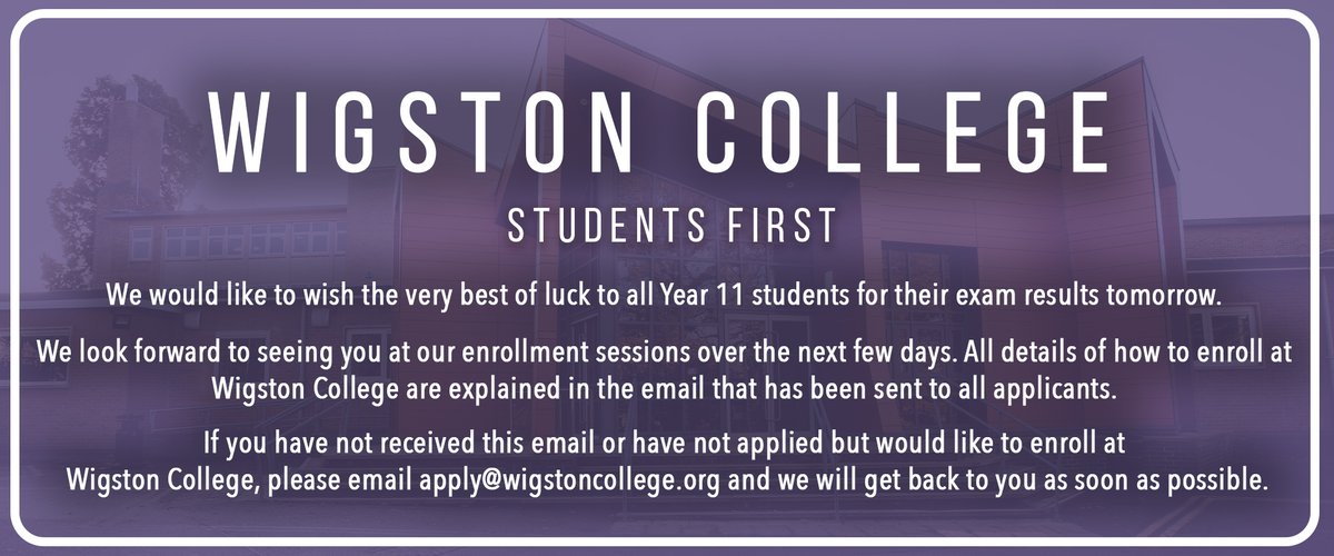 Wigston College - Enrolment information 👇
