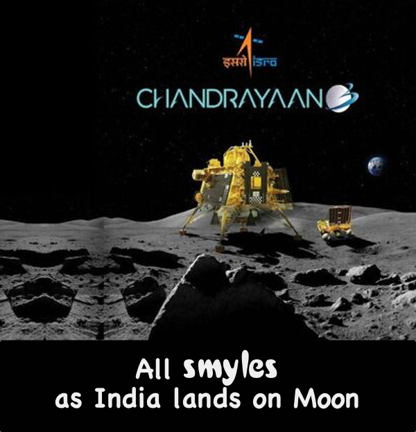 smyleinn's tweet photo. Congrats to all as India achieves a big feat by being the 4th country to land on Moon. #SmyleInn #liveitnow #space #isro #chandrayaan3 #chandrayaan #spacetravel #spacetravel #isroindia #india https://t.co/EbSFoOSKZf