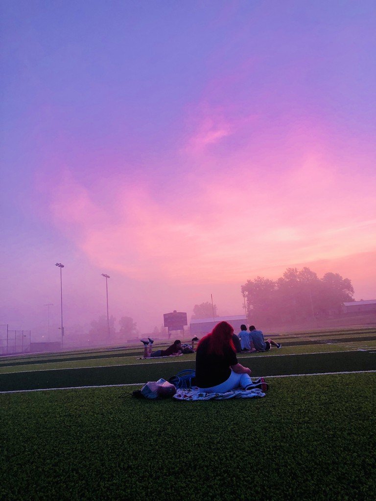 Senior Sunrise!  Several Scott City Seniors began their first day of their senior year watching the sun rise from the football field.