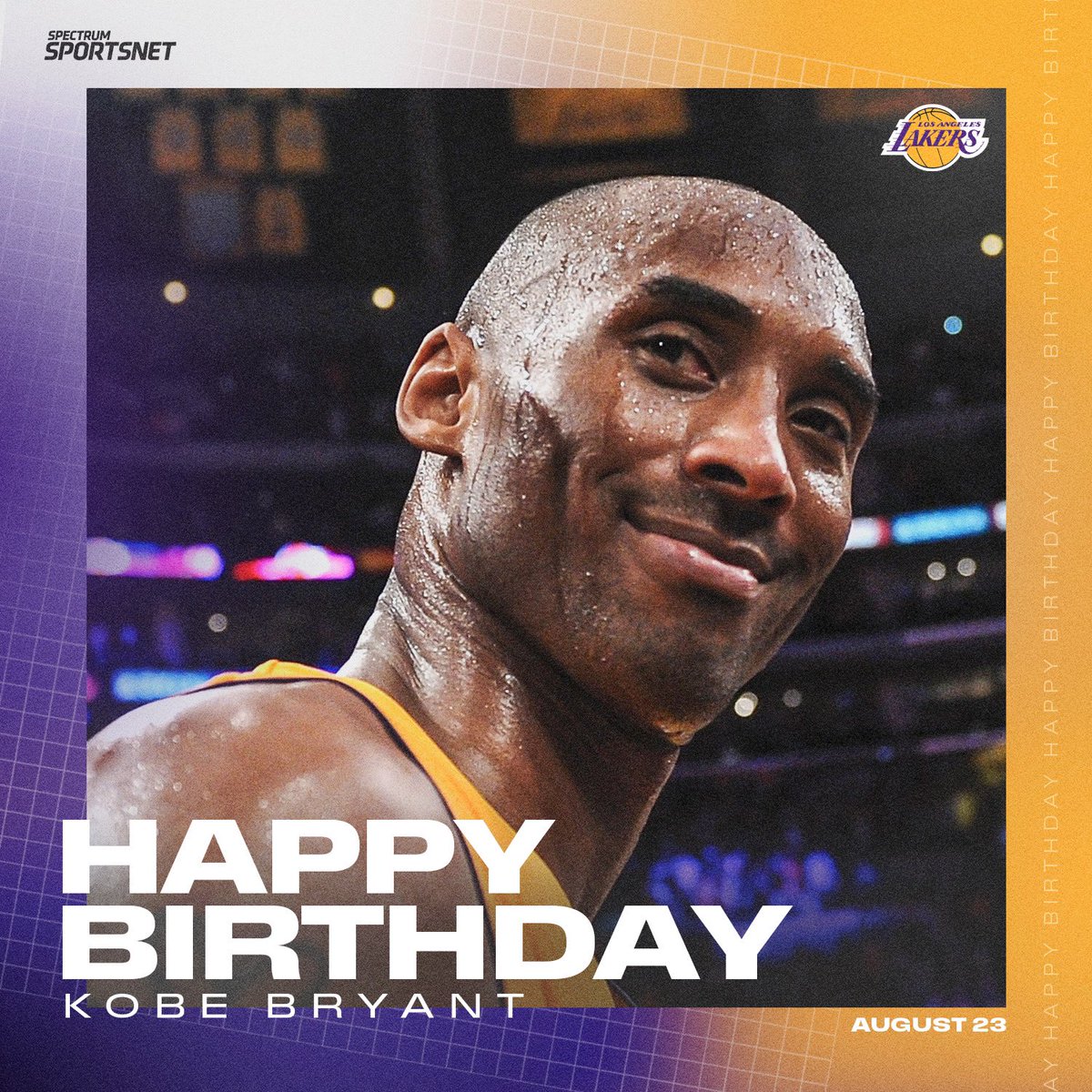 SpectrumSN's tweet photo. Happy birthday, Kobe! ♾️💜💛 https://t.co/jRG6AhzAnq