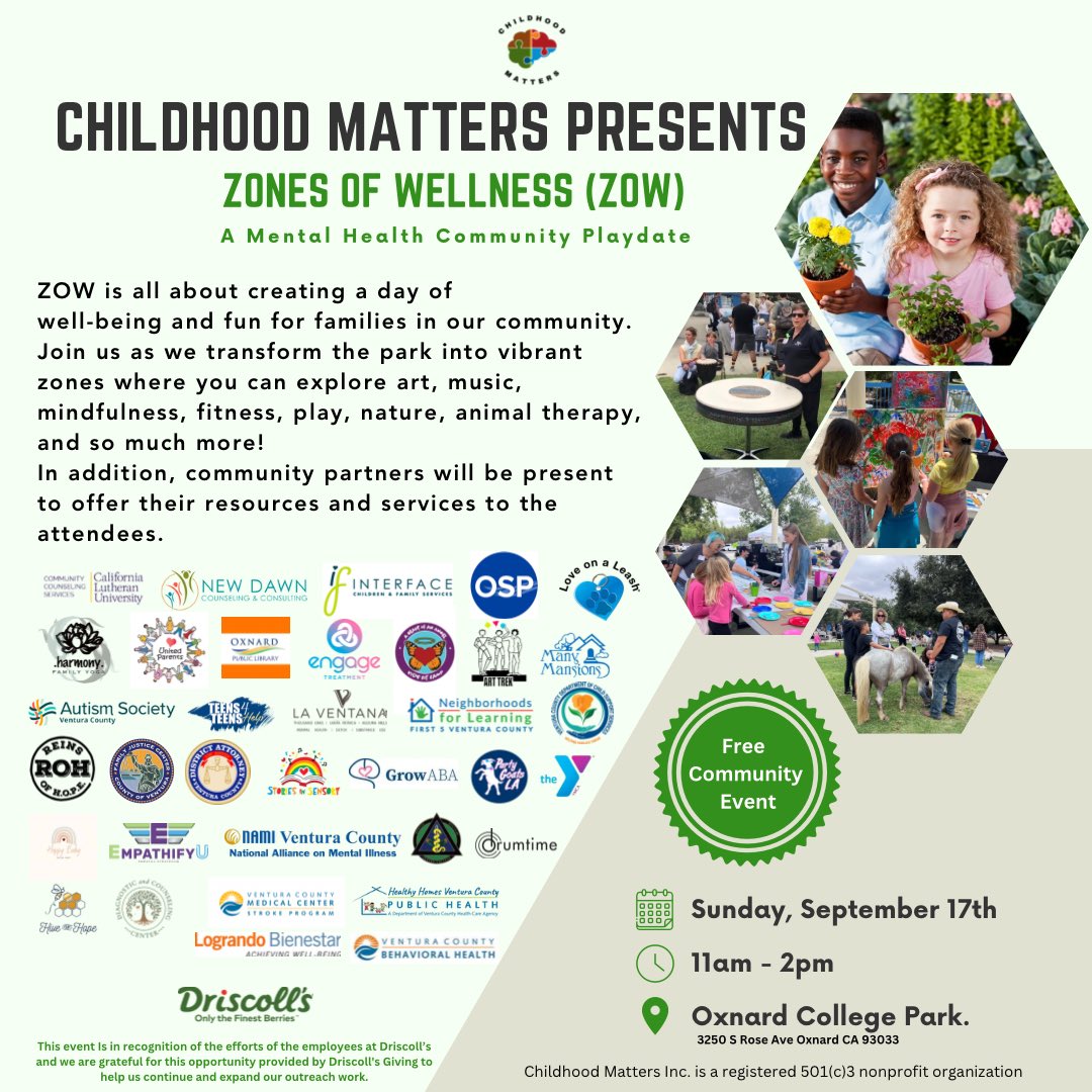 ChildhoodMatte2's tweet photo. Join us on September 17th for an incredible day of holistic
well-being at Zones of Wellness - ZOW!
Discover the power of community as over 30 partners unite to provide hands-on mental health and wellness resources.
#ZonesOfWellness #CommunityWellness #ZOWEvent #mentalhealth https://t.co/Ak5MRgTqYU