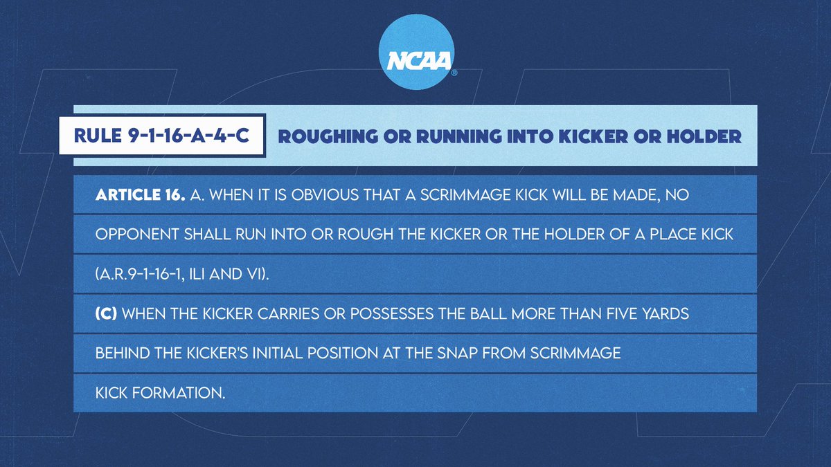 2023 @NCAAFootball Playing Rules Editorial Update ▪️ Roughing or Running into Kicker or Holder #SECFB x @SEC