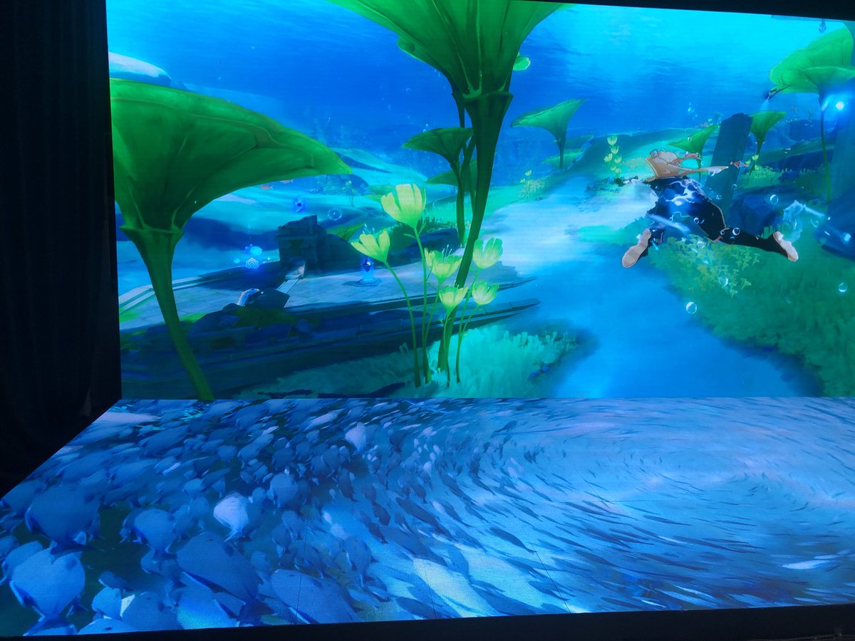 RieriSimp227's tweet photo. Swimming with the fishy. So cool and fun. #GenshinImpactFontaine #FontaineExpo https://t.co/pjfTSEHHVt