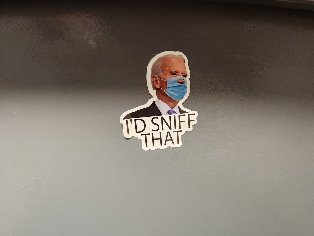 AngeredBeaver's tweet photo. Today I went to change take out the trash and saw my husband put this sticker on the inside lid.
#SnifferInChief https://t.co/Si2pcrLHF0