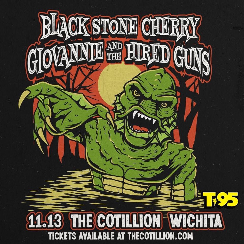 CONCERT ANNOUNCE:   

T95 Presents Black Stone Cherry &amp; Giovannie &amp; The Hired Guns at The Cotillion on November 13th...  Tickets on sale this Friday at 10am...   and listen for details to WIN!