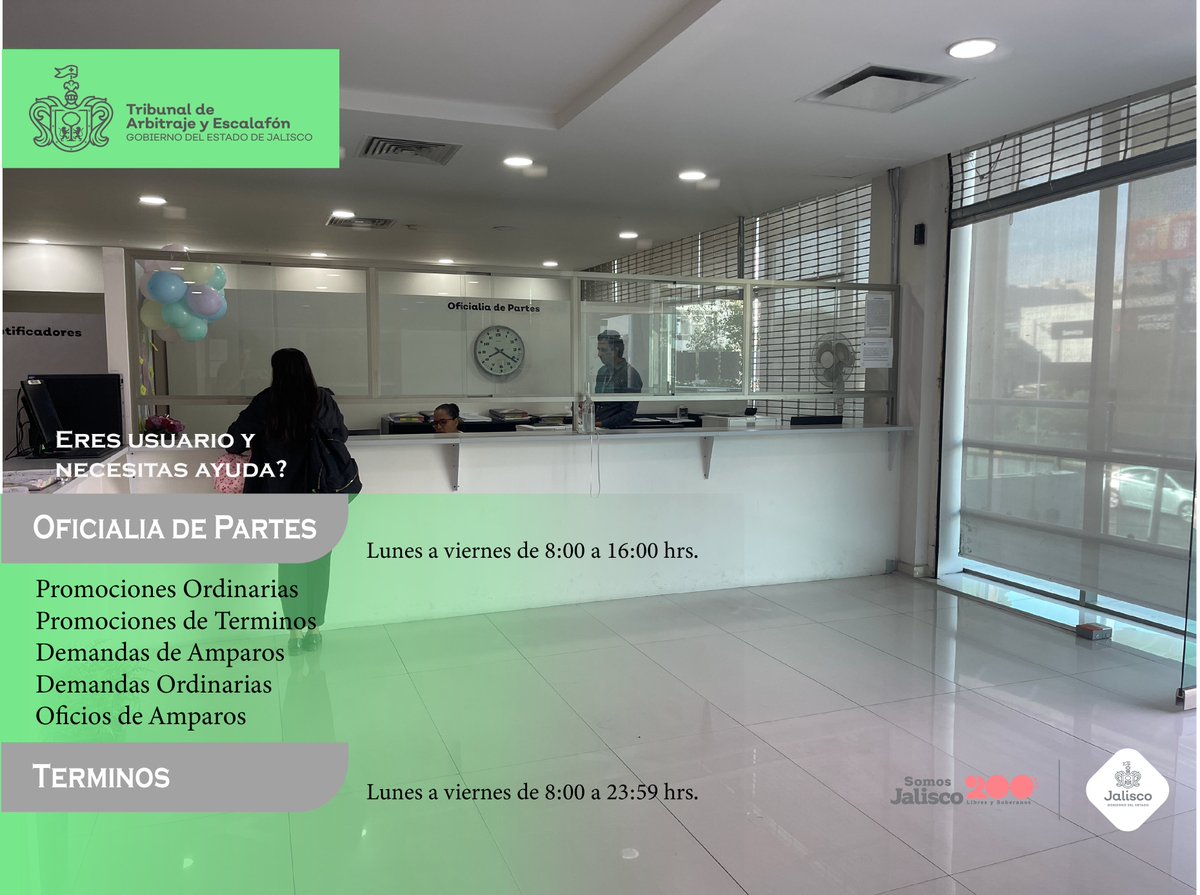 TAEJ_Oficial's tweet photo. En el #TAyE estamos para ayudar a nuestras y nuestros usuarios y el área de #OficialiaDePartes y #Terminos te esperan para ser atendido siempre con la mejor #actitud.
#SomosTAyE #Oficialia #Terminos https://t.co/VxbjLoXhsp