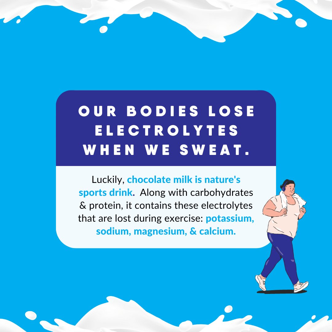 We all know electrolytes are important, but why, exactly, is that the case? 🤔

Luckily, you can easily recover some of the electrolytes lost in sweat with chocolate milk.  It's the ideal post-workout recovery drink for more reasons than you may think! 💪 🍫 🥛