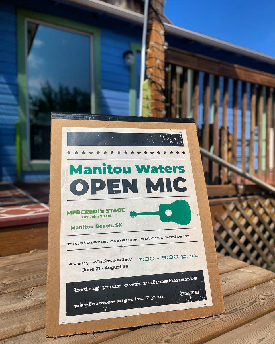 Angie_Rolheiser's tweet photo. Tonight on Mercrediโs Stage at Manitou Waters. Only two more left for the summer!
#OpenMic #ManitouBeach #WatrousManitou #Exploresk #TourismSK https://t.co/08MSuRLOkb