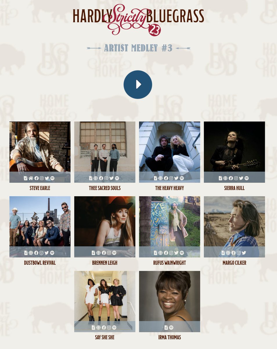 HSBFest's tweet photo. We're pleased to make it official that @steveearle @theesacredsouls @theheavyheavy @sierradawnhull @brennenleigh @rufuswainwright @margocilker @saysheshe @dustbowlrevival and Irma Thomas are joining us this year. Can't wait to see them, and you!
#hardlystrictlybluegrass
#hsb23 https://t.co/soAyRPPgLt