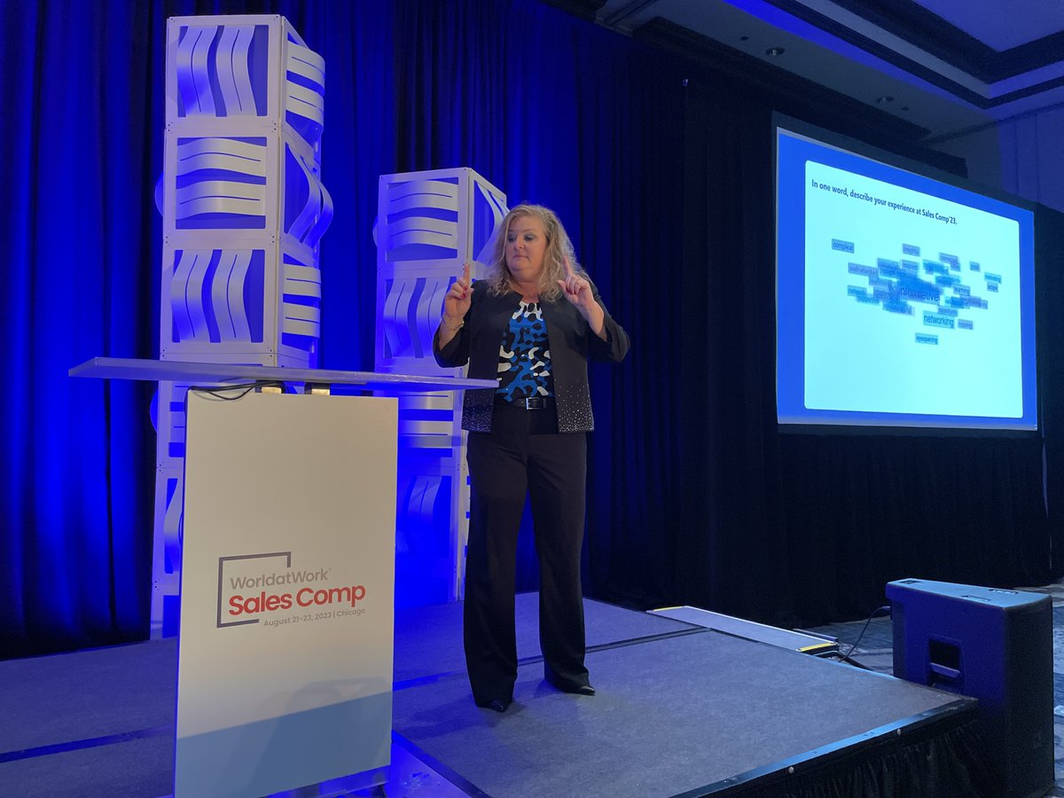 WorldatWork's tweet image. Last but certainly not least – the Closing Session of @WorldatWork #SalesComp23 is here! Seth Marrs &amp;amp; Cathy Peffen are unveiling the roadmap to align #salescompensation with the fast-paced #B2B world. Revealing strategies that&apos;ll elevate your #compensation game.