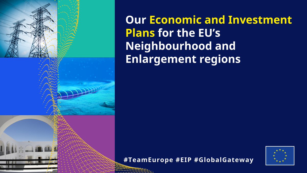 Through our Economic &amp; Investment Plans in the EU’s Neighbourhood &amp; Enlargement regions, we work to mobilise public &amp; private investments worth €77 billion.

This helps improve connections between our partners &amp; with the 🇪🇺 - stimulating sustainable economic growth for all!🧵1/6
