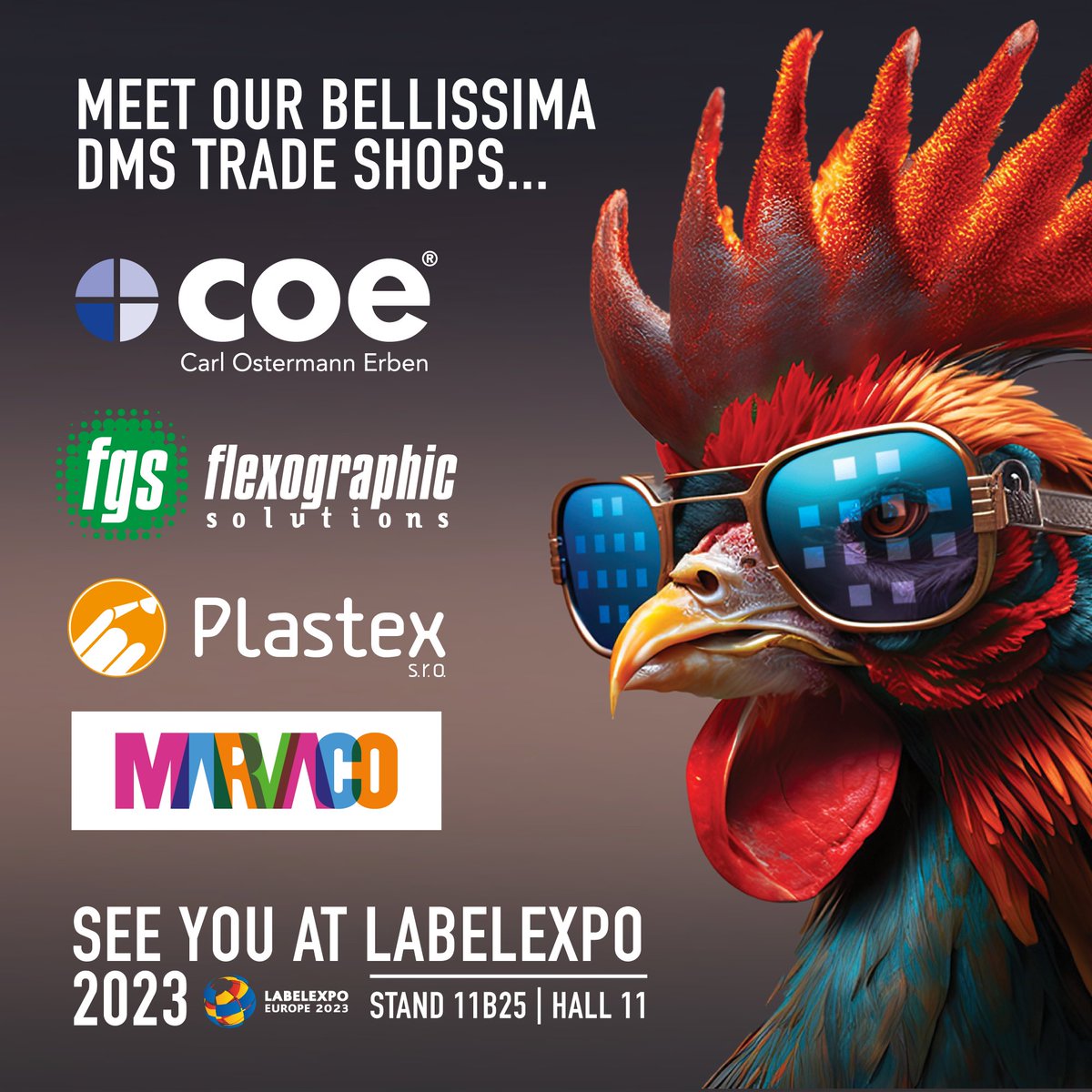 Visit our stunning Bellissima stand at
<a href="/Labelexpo/">Labelexpo</a>
Europe 2023 and meet our 16-strong exhibitor team, including four of Bellissima's European trade shops: COE in Germany, FGS in Spain,
@Marvaco
in Finland and Plastex in Slovakia. hamillroad.com/bellissima-lab…… #Labelexpoeurope2023