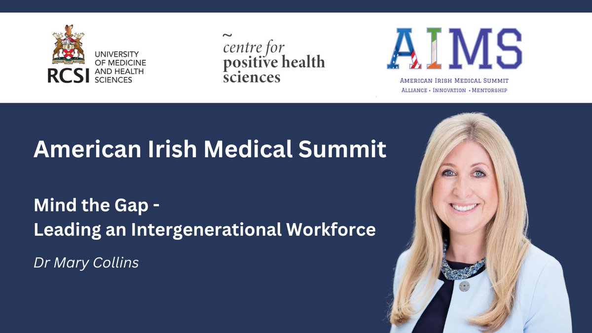 Attending tomorrow's #AIMS event at <a href="/RCSI_Irl/">RCSI</a>?

Don't miss Dr <a href="/maryecollins5/">Dr. Mary Collins</a> speaking on leading the intergenerational workforce in healthcare by understanding and leveraging the diverse motivations of each generation.

Mary will be speaking with the Leadership group at 9:45am
