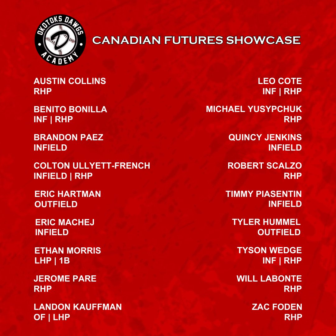 Congratulations to our current and incoming Dawgs Academy players on being selected to the Toronto Blue Jays Canadian Futures Showcase at Rogers Centre this September! #dawgs #baseball #CanadianFutures #BlueJays #RogersCentre #yycbaseball #baseballalberta