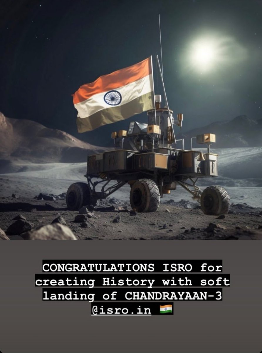 KrishnaVarun9's tweet photo. Congratulations to the whole team of #ISRO and #India for the successful landing of #Chandrayaan3 such a proud moment for all of

us #ch3 #missionindia Jai hind A https://t.co/PFtzeGlGYX