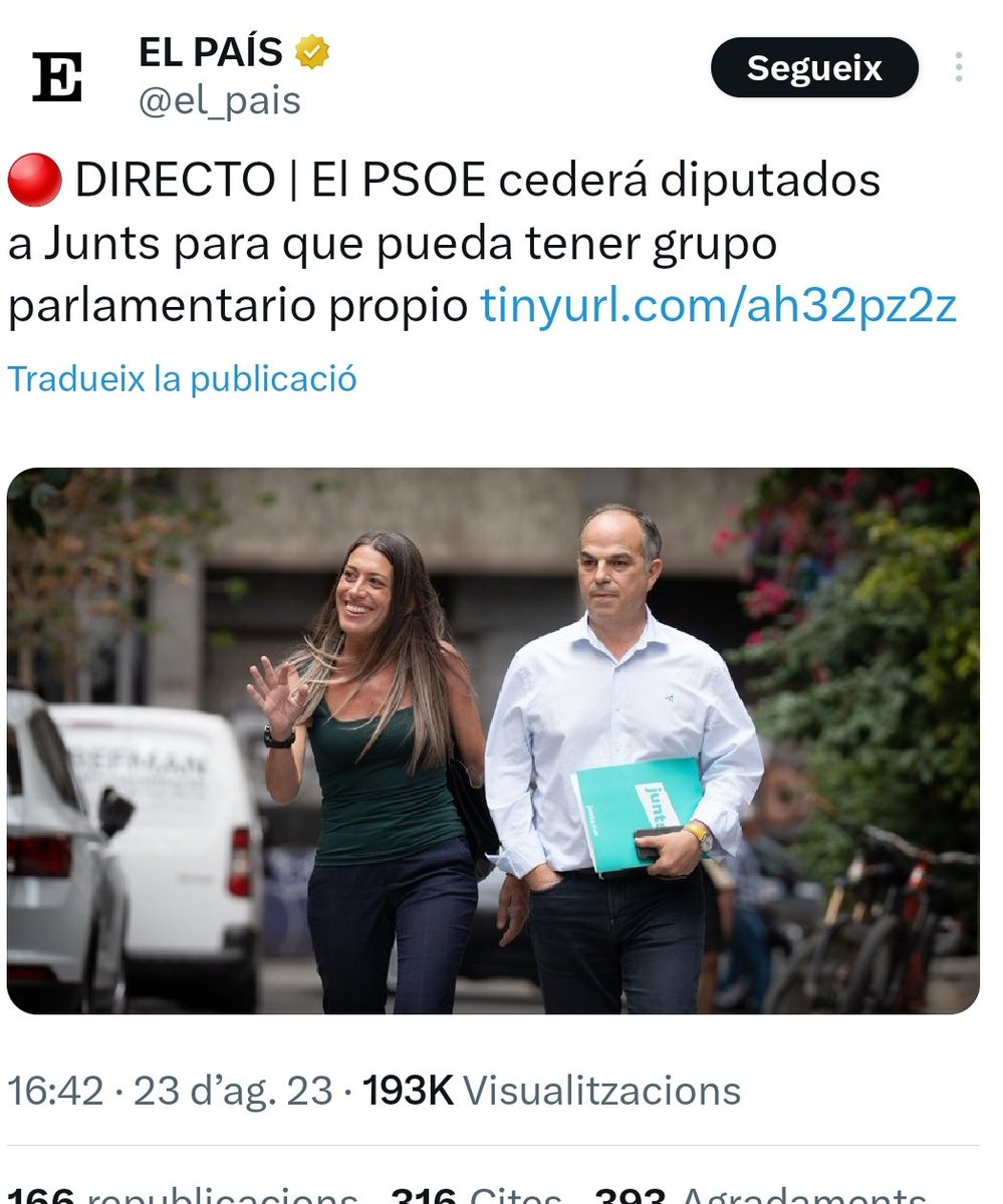CADCI's tweet image. ULTIMA HORA &quot;Jugada Mestra!!!&quot; el PSOE🇪🇸 cedeix dos diputats a JUNTs 🎗 pq puguin cobrar tots i repartir-se el boti de &amp;gt;500.000€ en taxes dels soferts catalans #hotenimatocar #nosurrender #embat #Puigdemonpresident