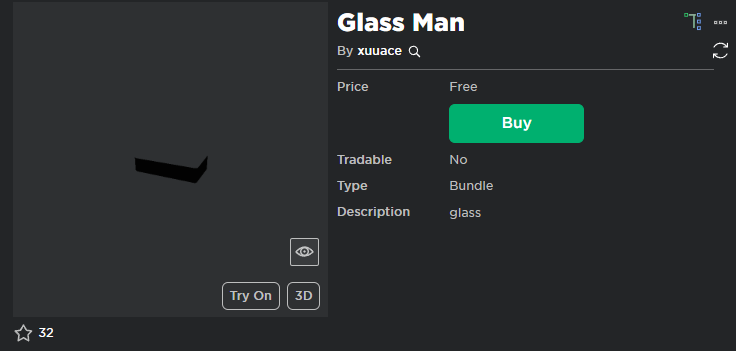 Ping_resalesUGC on X: ( Glass Man ) 1 Robux Link:    / X