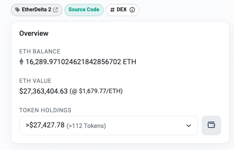 DappUniversity's tweet photo. Lol, Ether Delta still has ~$30,000,000 ETH sitting in it.

IYKYK. https://t.co/FXUyUiUfsa