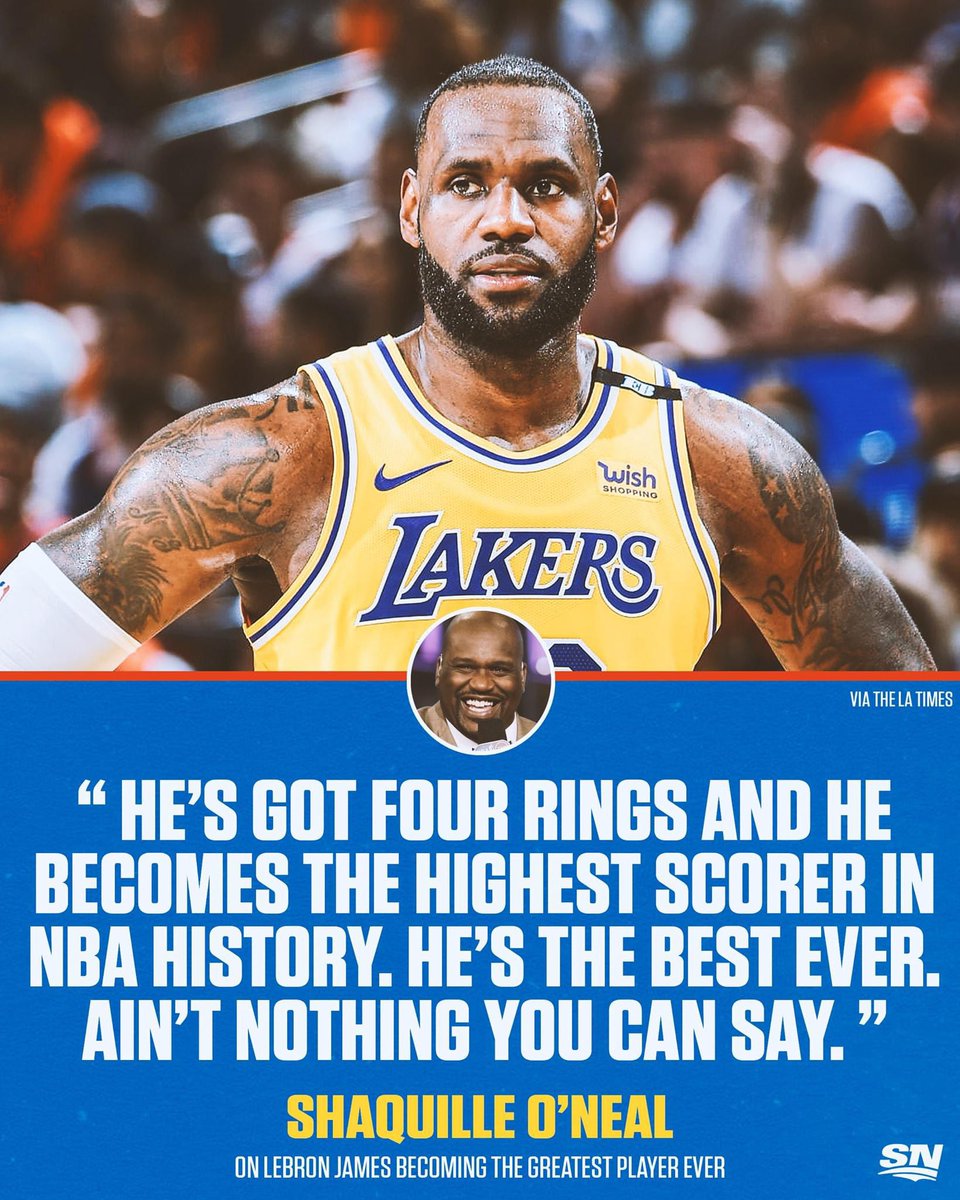 LBJsBest's tweet photo. Shaq thinks LeBron is officially the best basketball player ever. https://t.co/iwotEMUHmt