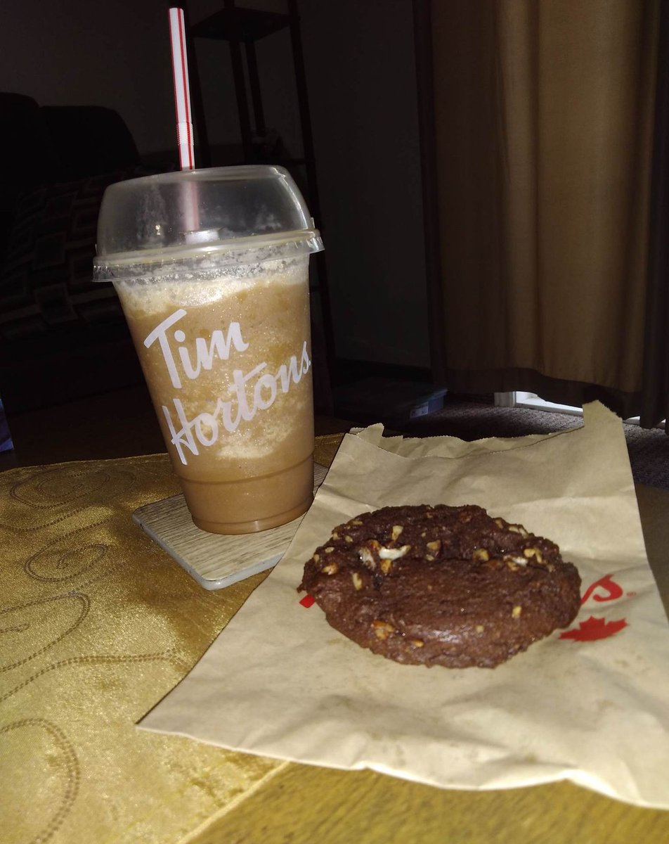 KrystleManning2's tweet photo. Enjoying a Tims iced cap and Rocky Road cookie.😋🍪#Tims #icedcap https://t.co/tKp9KE4Ia4