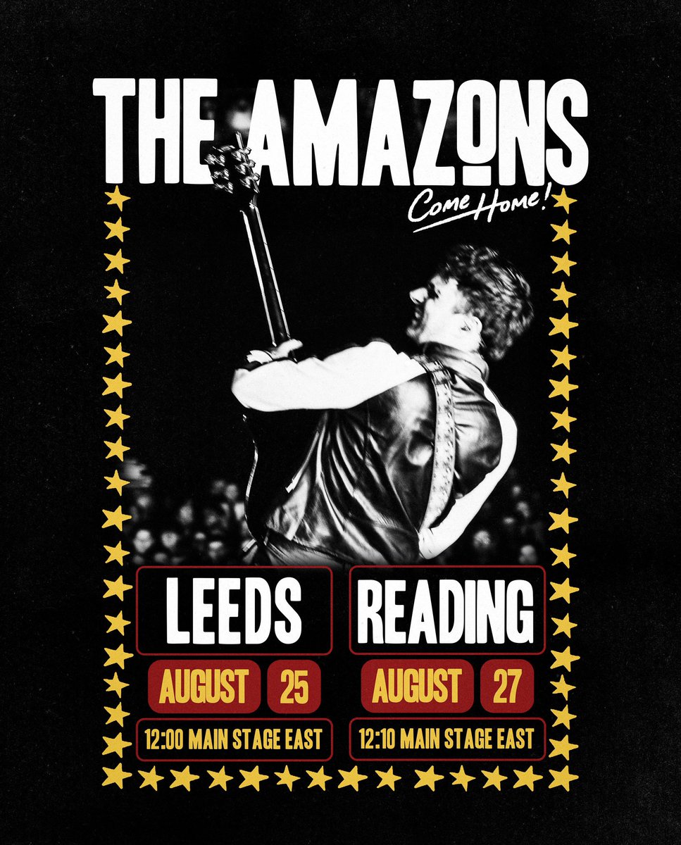 TheAmazons's tweet photo. WE’RE COMING HOME

SEE YOU SOON @OfficialRandL 

Grab the tee at Reading Festival or at https://t.co/tKuvoxjkMN 

⭐️⭐️⭐️⭐️ https://t.co/ryjSYBhKV9