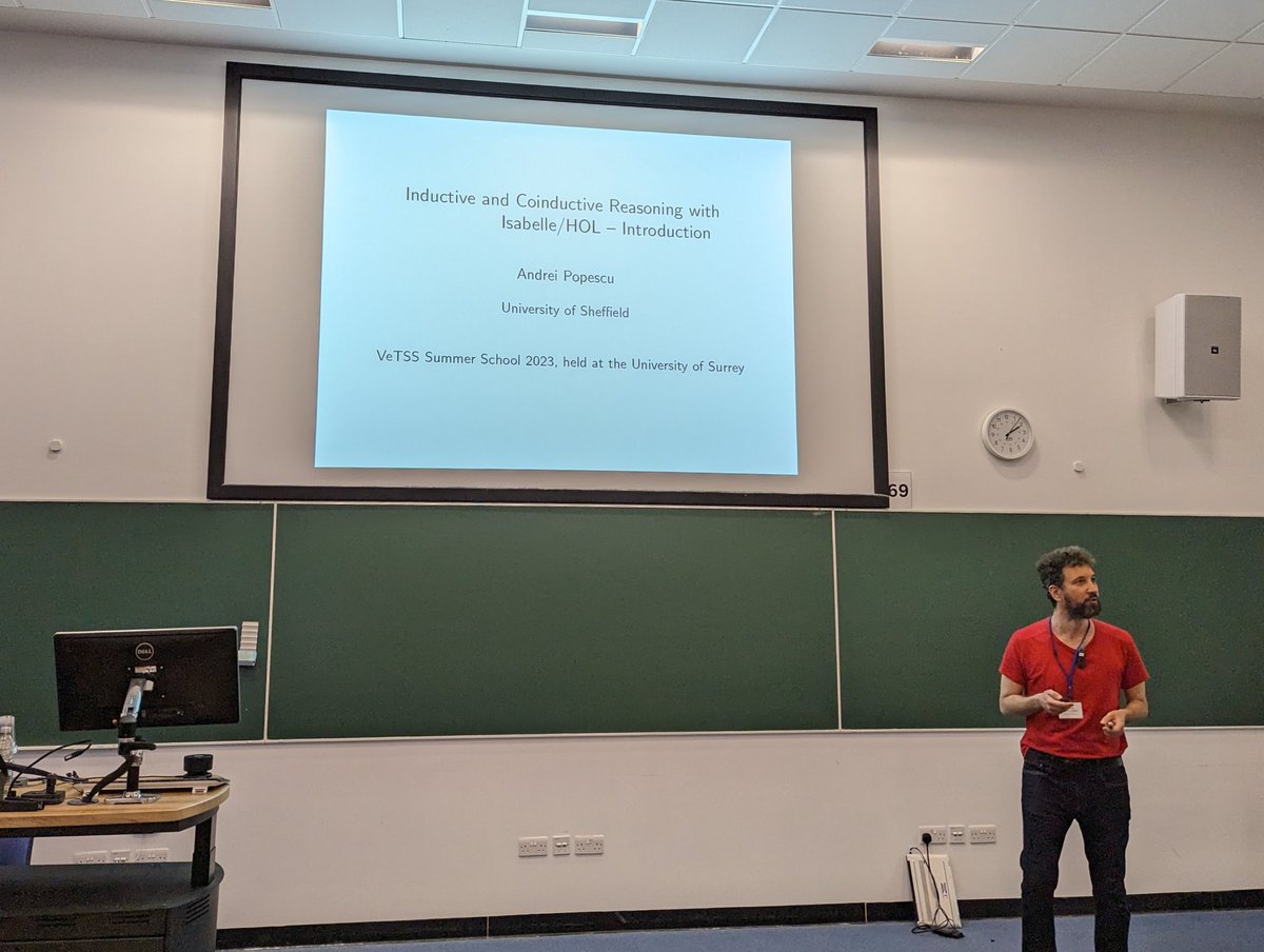 Amazing tutorial by Dr. Andrei Popescu on understanding induction and co-induction with proofs in Isabelle/HOL at the #VeTSS summer school.