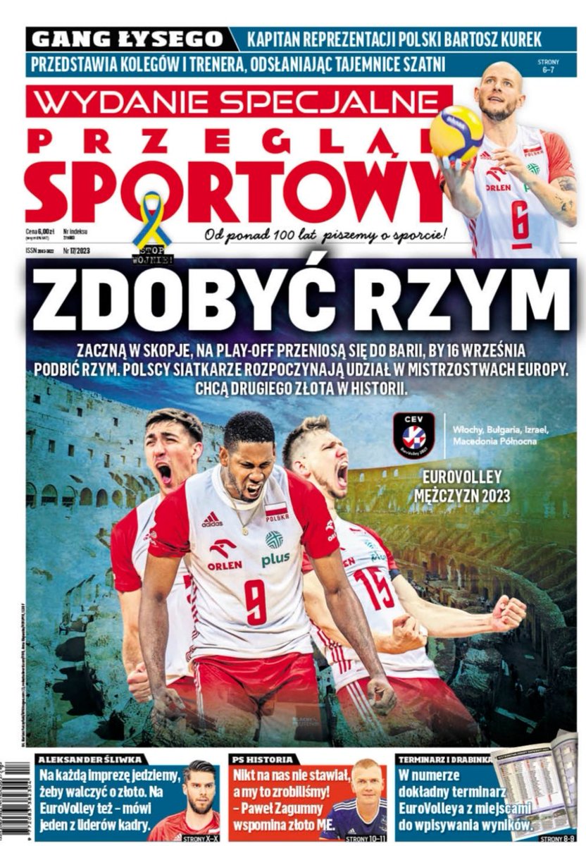 Od piątku w sprzedaży wydanie specjalne @przeglad przed ME panów 🏐🗞
W nim:
- Bartosz Kurek przedstawia siatkarzy 🇵🇱
- Wywiad z Aleksandrem Śliwką
- Drabinka z miejscami do wpisywania wyników
- Sonda ekspertów: @iglaszyte, @MarcinMozdzonek, @okaczmarczyk i nie tylko

Zapraszamy!