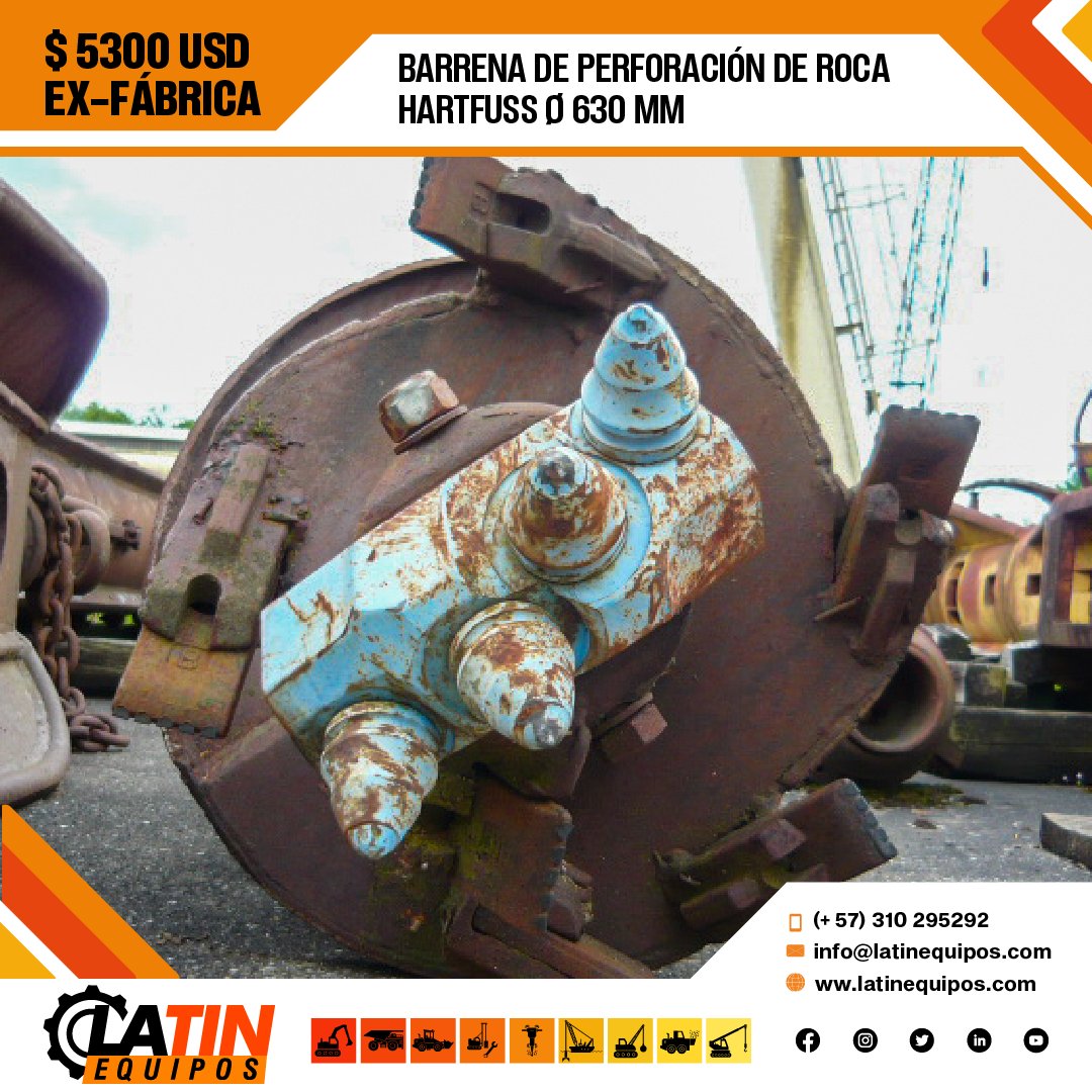 ➡️ Hartfuss Ø 530 mm
- 1 borde de corte
- Caja kelly 110 x 110 mm
Precio: USD 4500 

➡️ Hartfuss Ø 630 mm
- 1 borde de corte
- Caja kelly 110 x 110 mm
Precio: USD 4300

#ingeniería #construcción #civil #proyectos #venta #productosdesegunda #latinequipos #hartfuss