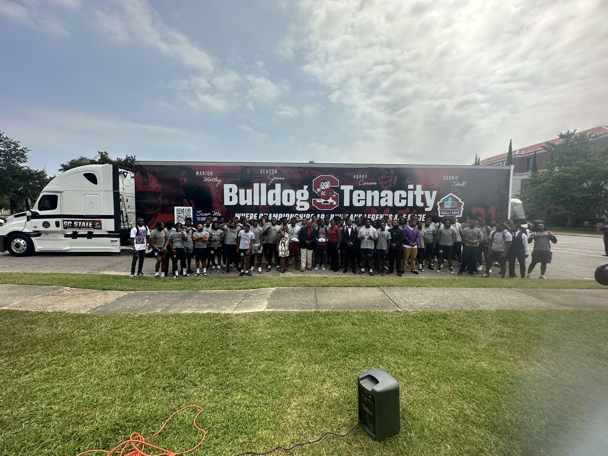 SCState_Fb's tweet image. We would like to thank The Class of 1973 and Former Bulldog and First Round Draft Pick Mr Robert Porcher for donating our brand new equipment truck!!! Keep a look out for “DIESEL” this weekend on I-20!!

Go Bulldogs