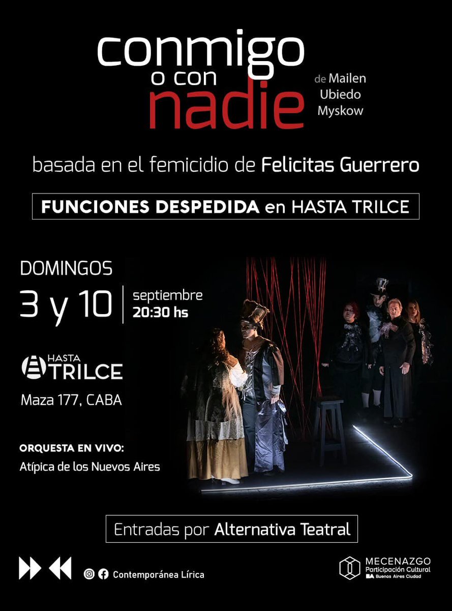 Tiempo de Música (@tdmargentina) on Twitter photo ÓPERA | 3 y 10 de septiembre a las 20.30 en <a href="/HastaTrilce/">Hasta Trilce</a>
Entradas en publico.alternativateatral.com/entradas80287... ÓPERA | 3 y 10 de septiembre a las 20.30 en <a href="/HastaTrilce/">Hasta Trilce</a>
Entradas en publico.alternativateatral.com/entradas80287...