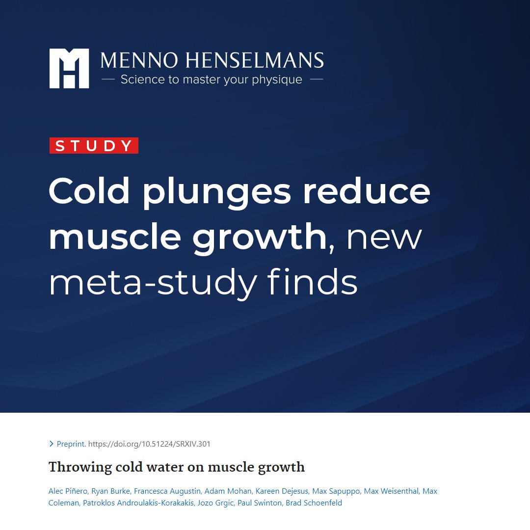 MennoHenselmans's tweet photo. Cold plunges reduce muscle growth, new meta-study finds

#cryotherapy #coldimmersion #coldshowers #wimhofmethod #mennohenselmans #personaltrainer #personaltrainers #personaltraining #personaltrainerlife #personaltraineronline #personaltraineronline https://t.co/zQ9mWttVnB