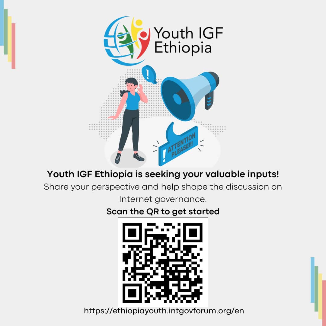 Youth IGF Ethiopia is seeking your valuable inputs for our upcoming 2023 Forum thematic topics! Share your perspective and help shape the discussion on Internet governance. Find more details and participate here: forms.gle/njttYQcLj1xgUT…  #YouthIGFEthiopia #InternetGovernance