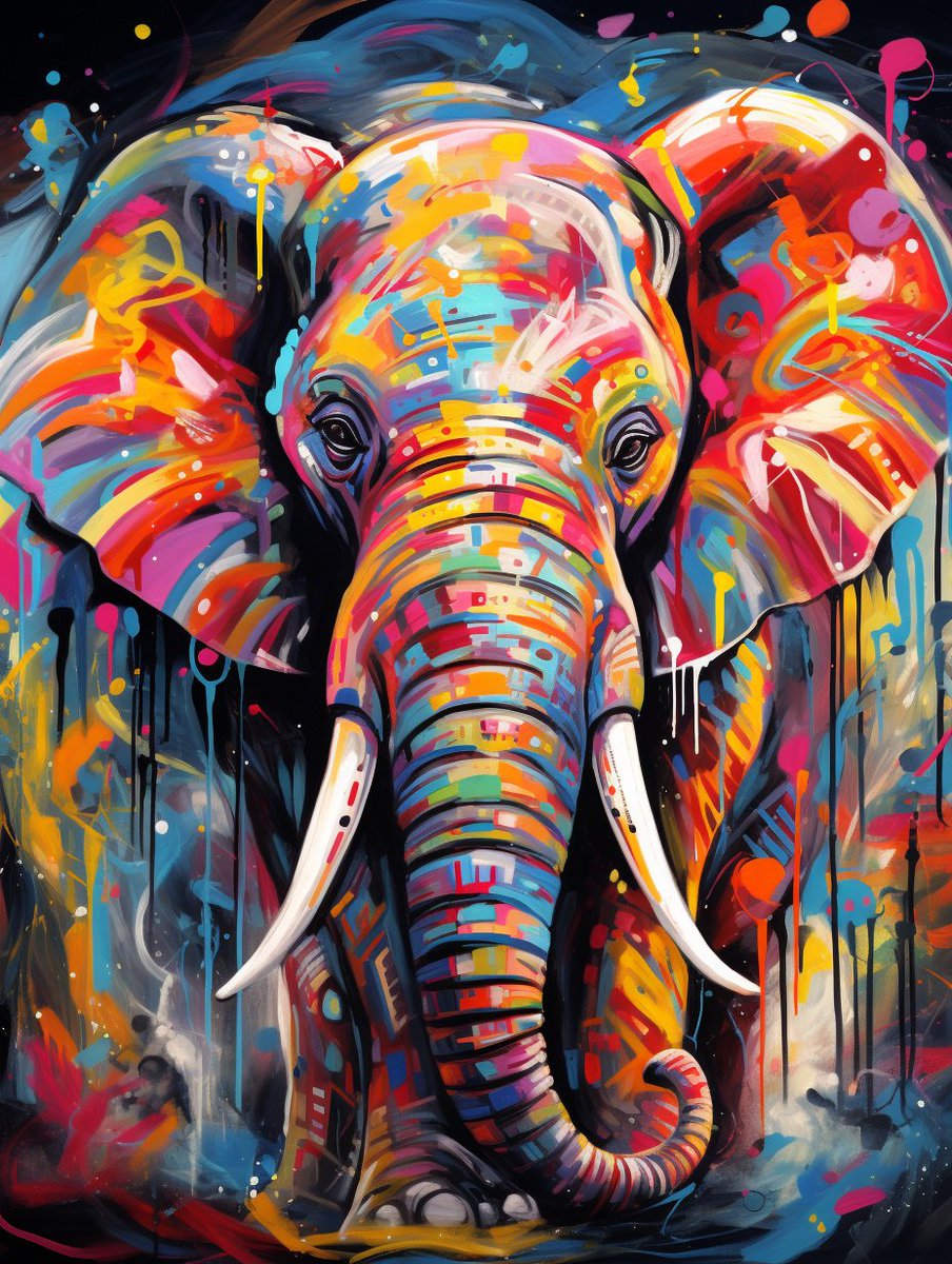 Follow me to see more artwork🎨 of animals 📸🐾.
#Midjourney #Art
#ElephantArt #GraffitiStyle #AnimalArt