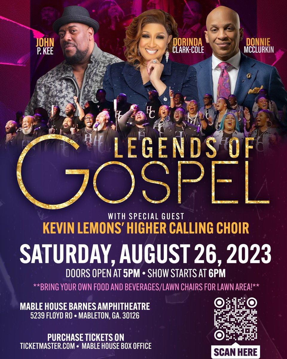 cobbcountygovt's tweet photo. Inspiring music to finish the month at the Mable House Barnes Amphitheatre:

Legends of Gospel: John P. Kee, Donnie McClukin, and Dorinda Clark-Cole
Saturday, August 26, 6PM
https://t.co/R60QkR1G71

#MHBA #cobbcounty #music #concert https://t.co/qfcB2dCdg9