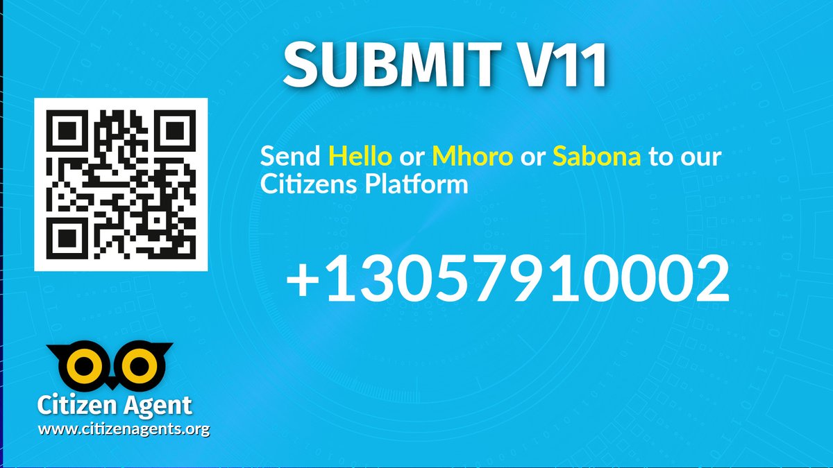 We have activated the V11 part. YOu can now send V11s on the Citizen Agent number. We are ready for you!!! Also use our App for that. 
Android: bit.ly/citizenagent
It is more intuitive!
