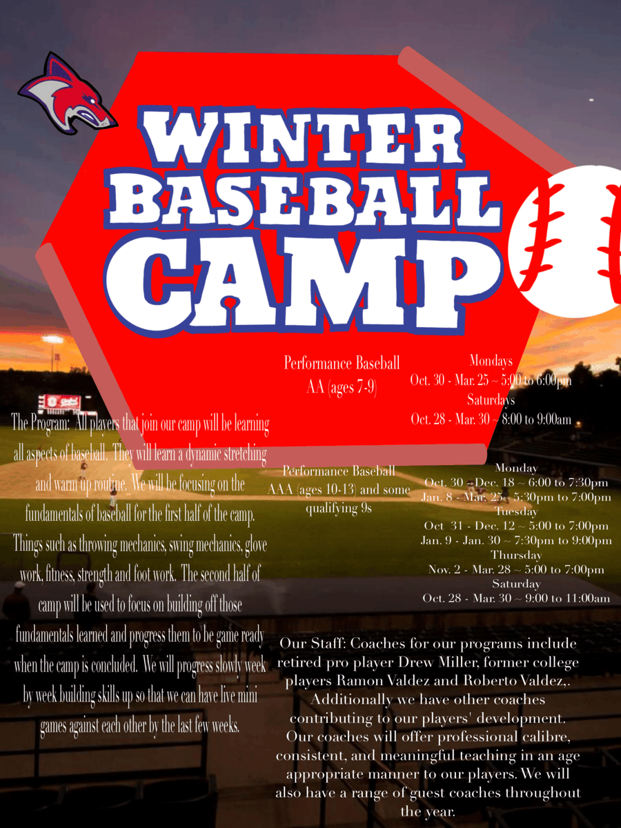 Registration for our Winter Training is now open! coyoteyouthbaseball.ca/coyote-winter-…